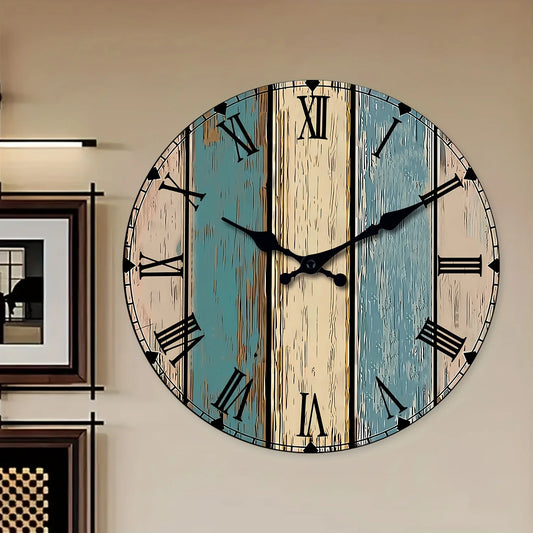 1pc vintage imitation wood texture wooden wall clock, silent silent clock, suitable for living room bedroom room Spiritual Home