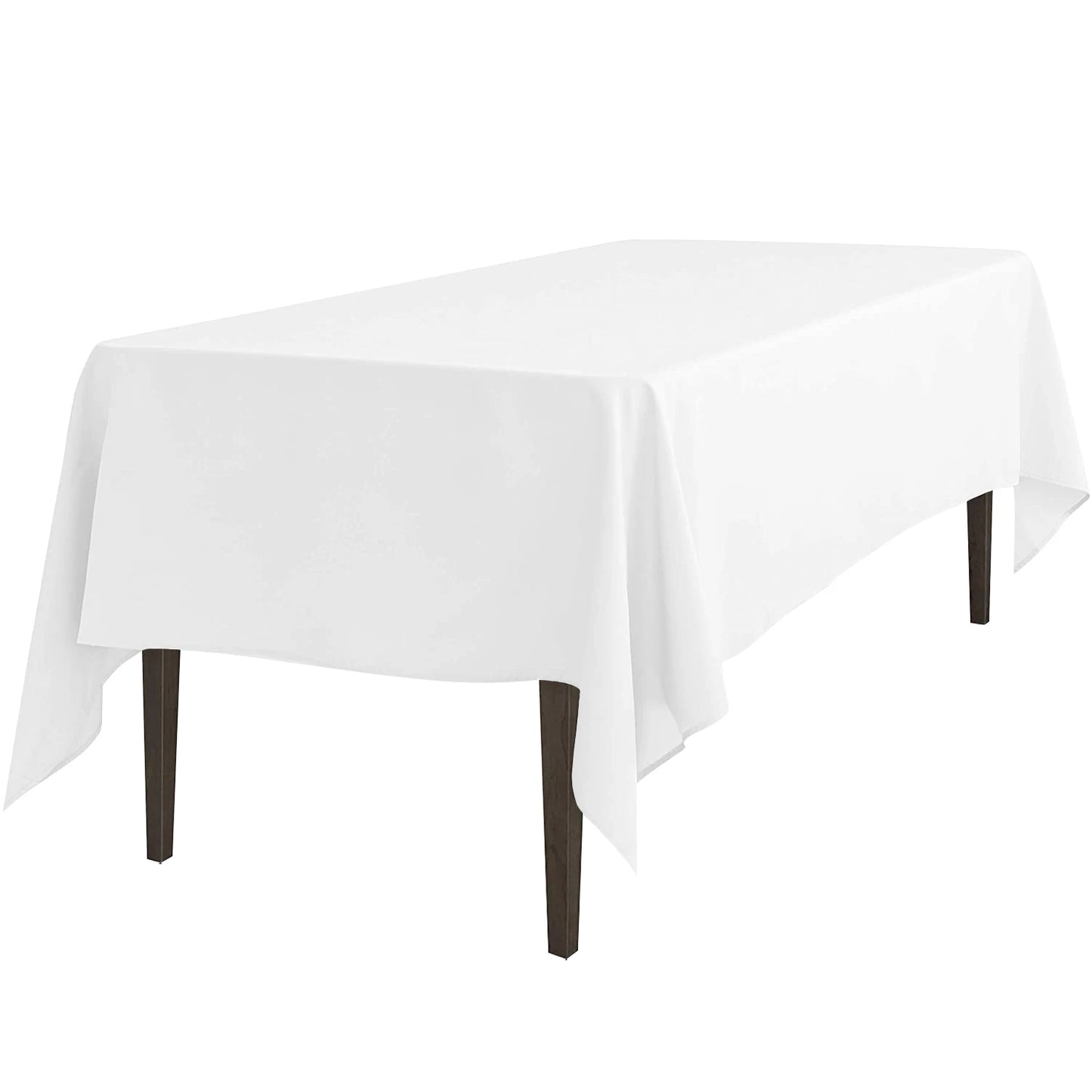 READOR 12Pcs Rectangle Tablecloth Washable Polyester White Party Banquet Wedding Table Cloths for Events