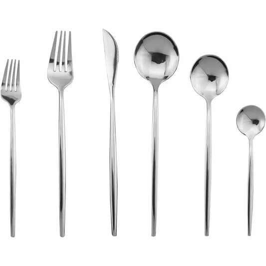Silverware Set, Mirror Polished Silver latware Cutlery Set Service or 6, Shiny inish 36 Pieces StainlSteel Utensils Set Dinner K