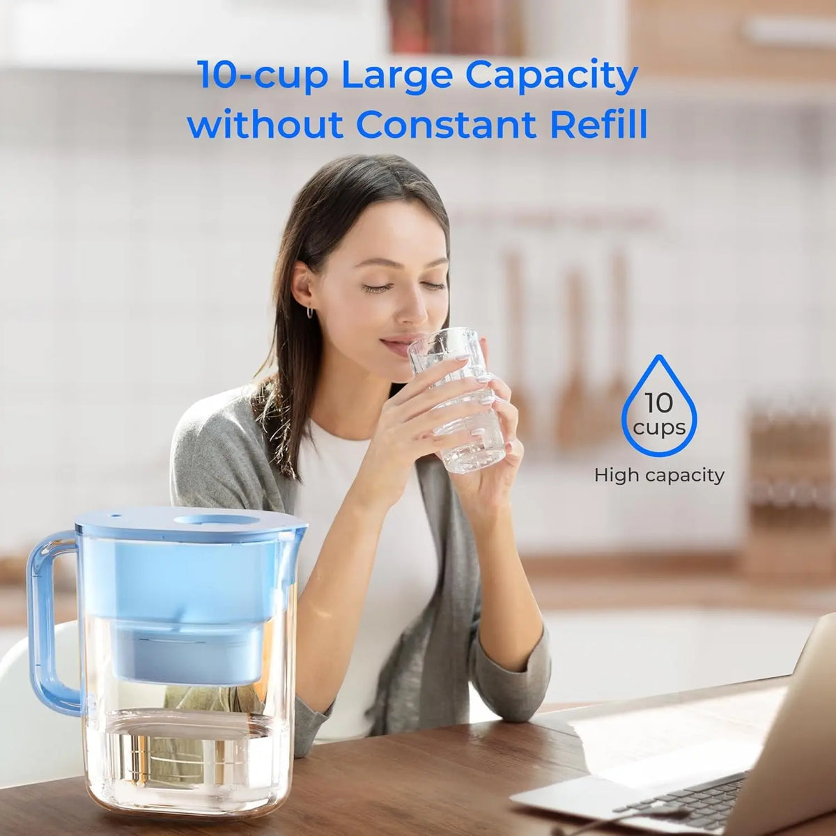 Waterdrop PT-07B Water Filter Pitcher With 2 Replacement Filters