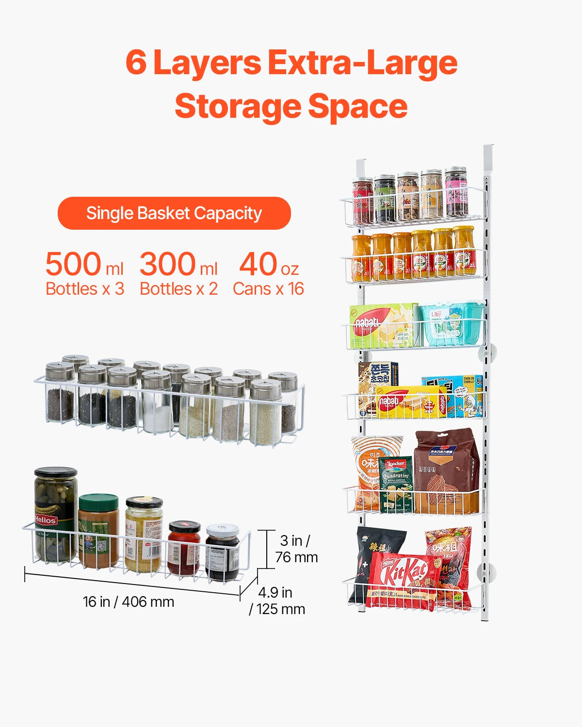 Vevor Heavy Duty Steel Over The Door Pantry Organizer
