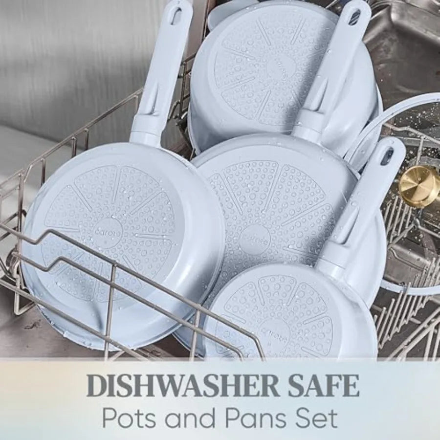 Ceramic Nonstick Cookware Set Pots Pans Non Toxic Pfas Free