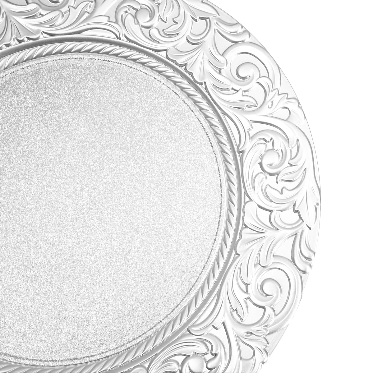 100Pcs 13 Inch Round Charger Plates, Silver Decorative Serving Platters for Holiday and Party Table Setting