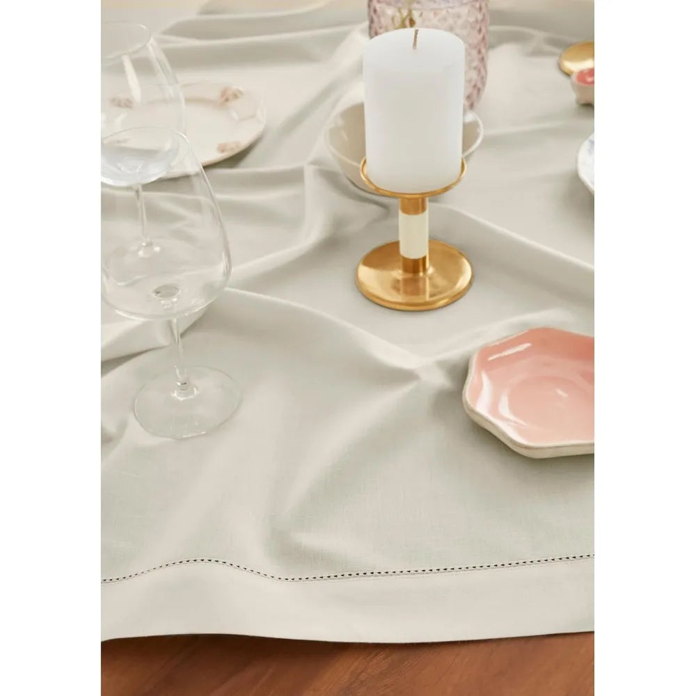Linen Tablecloth Hemstitch Design Rectangular Machine Washable