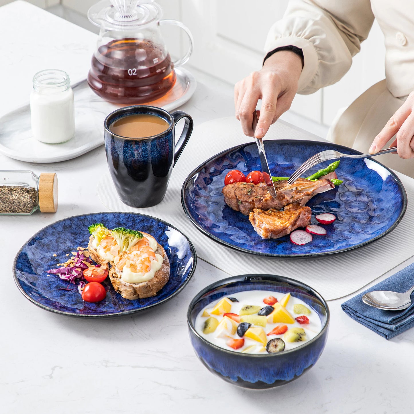 MALACASA Ceramic Dinnerware Set 16/32/48-Piece Service For Four