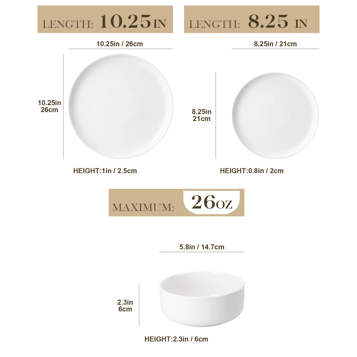 MALACASA 12/24 Piece Ceramic Porcelain Dinnerware Set with 4 Pcs Dinner/Dessert Plates,Bowl Tableware Set Service for 4