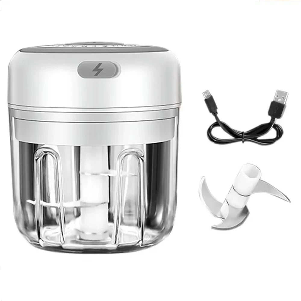 250ML Electric Garlic Chopper USB Charging Ginger Masher Sturdy Durable Chili Vegetable Crusher Kitchen Tool for Home Daily Cooking Restaurant Sauce Making Gadget Easy Use Compact Small Size for Women Men Family Friend Housew
