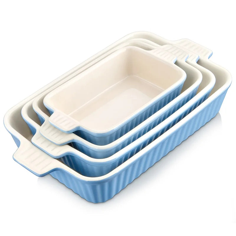MALACASA 4-Piece Ceramic Baking Dish Set With Oven Safe Handles