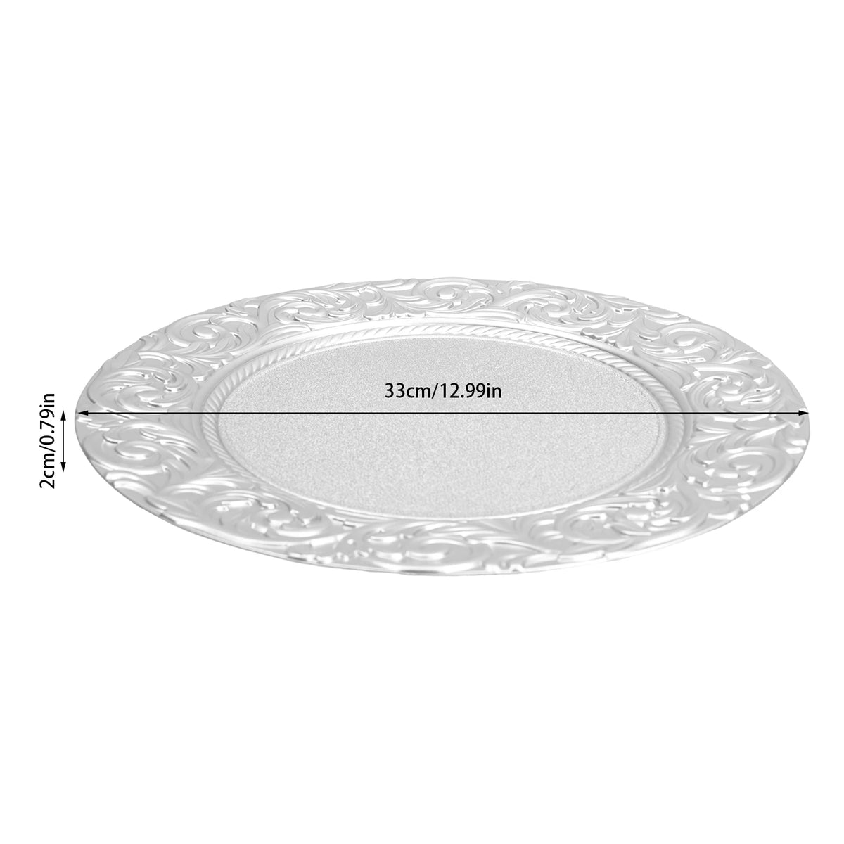 100Pcs 13 Inch Round Charger Plates, Silver Decorative Serving Platters for Holiday and Party Table Setting