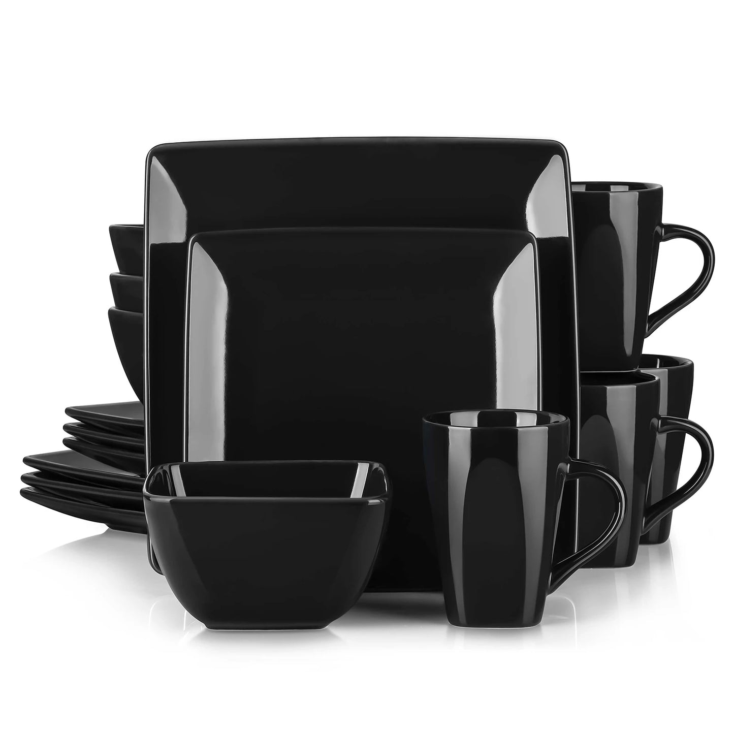 Malacasa SOHO Porcelain Dinnerware Set 16 32 48 Pieces Square