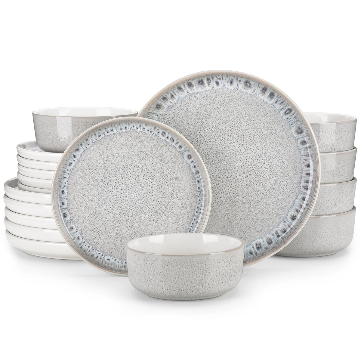 vancasso 18/36 Piece Snow Plates Dinner Sets Tableware Set Reactive Glaze Stoneware Set with 6 Piece Dinner Plate/Dessert/Bowl