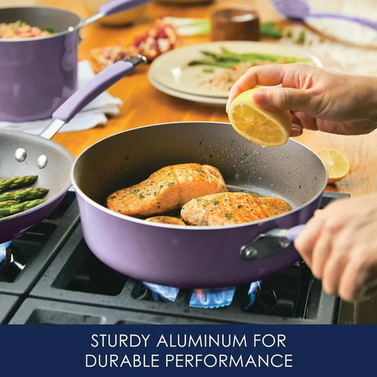 Lavender Purple Nonstick Cookware Set, 12-Piece Pots and Pans