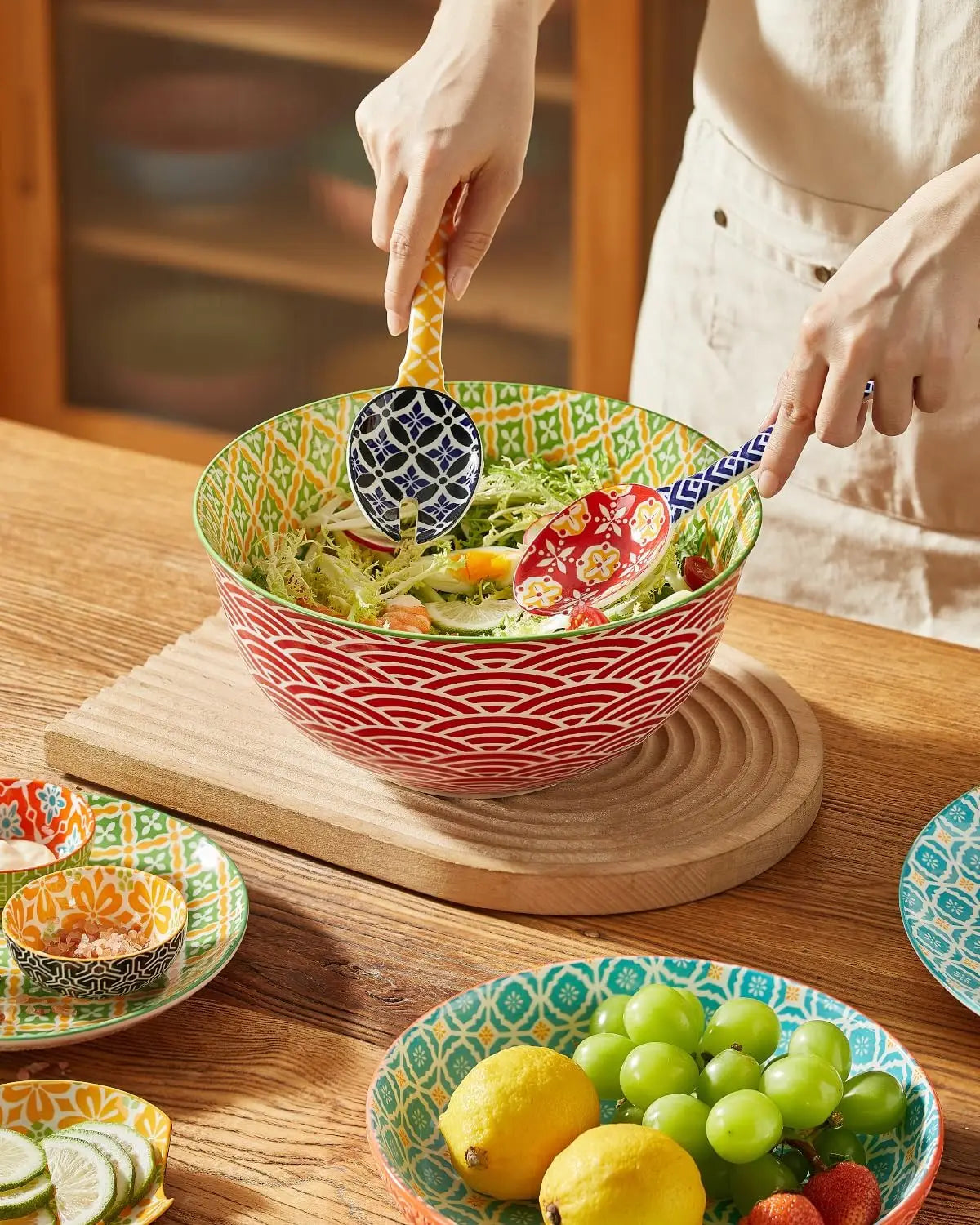 Ceramic Mixing Bowls Nesting Set For Baking And Salad Prep
