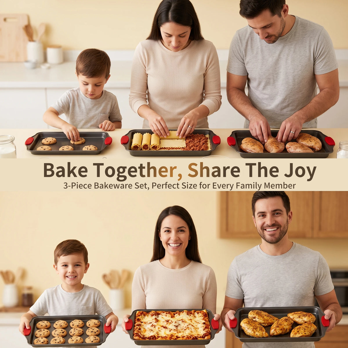 Carbon Steel Nonstick Baking Pan Set For Cookies Cakes Pizza