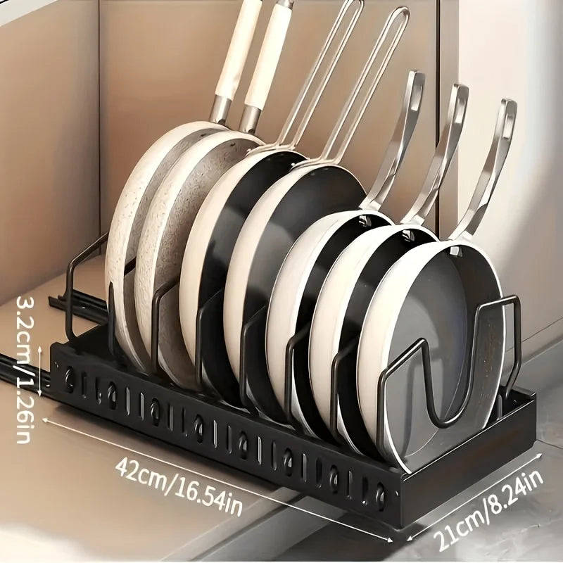 Pull Out Cabinet Organizer With Adjustable Dividers For Pot Lids