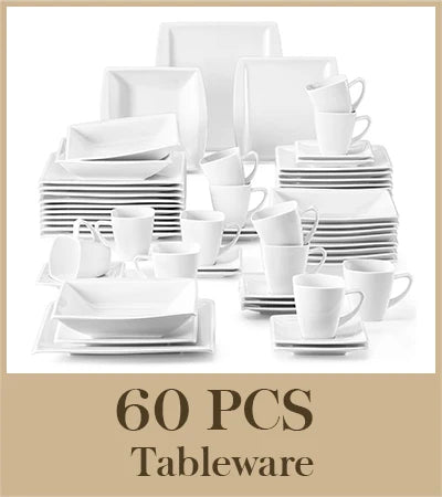 MALACASA Porcelain Dinnerware Set Service For 12 Everyday Family Dining