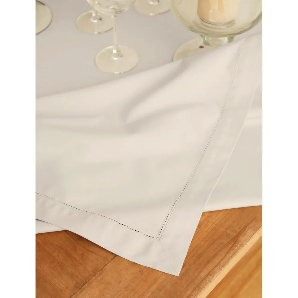 Linen Tablecloth Hemstitch Design Rectangular Machine Washable