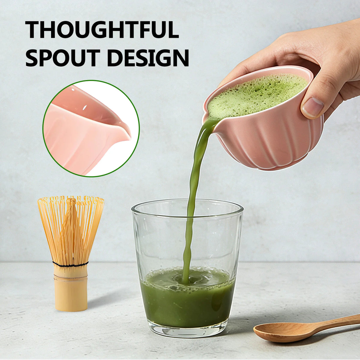 Japanese Matcha Tea Set with Ceramic Bowl and Bamboo Whisk