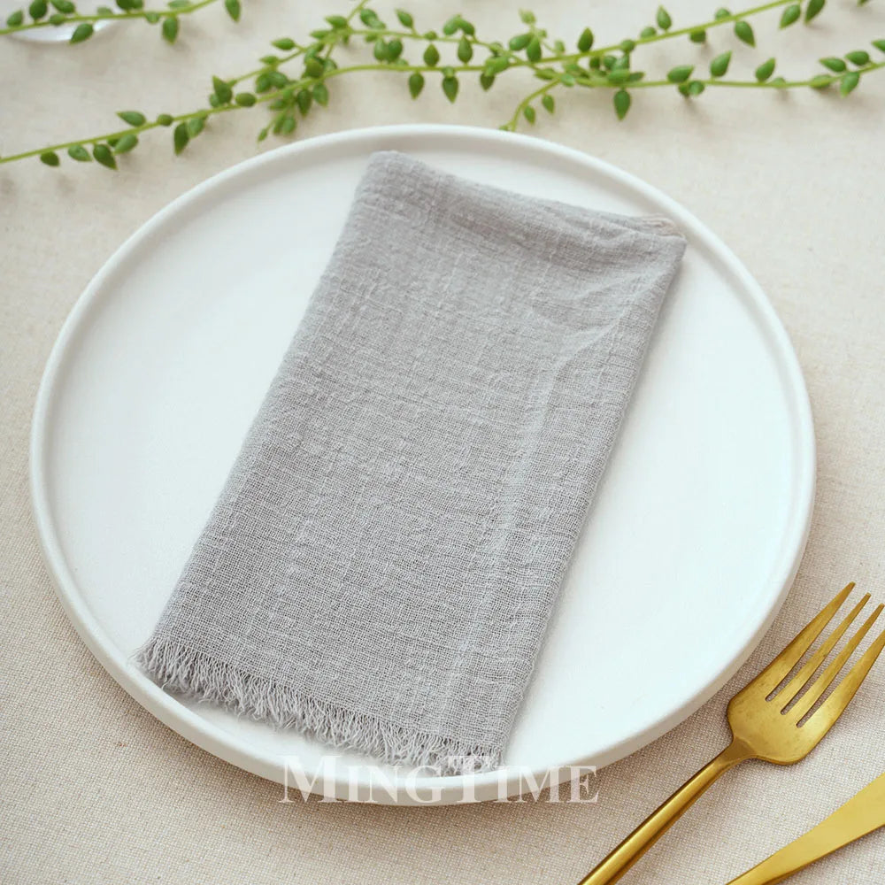 12pcs 42x42cm Cotton Gauze Cloth Napkins Versatile for Dining Wedding Home Decor Rustic Linen Table Napkin Mats Tea Towels