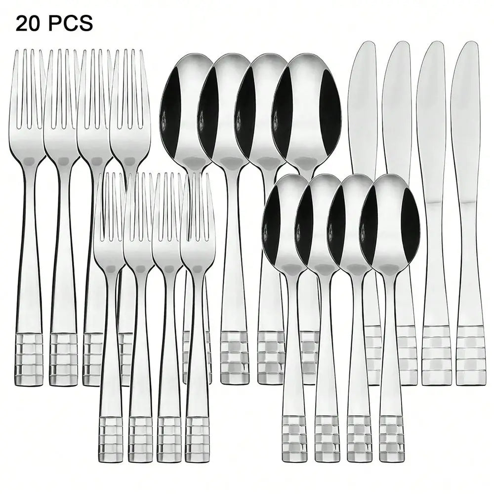 Flatware Set 20 Pieces Stainless Steel Silverware Flatware Set Cutlery Set, Utensils Set Service For 4 Including Spoon, Fork, K