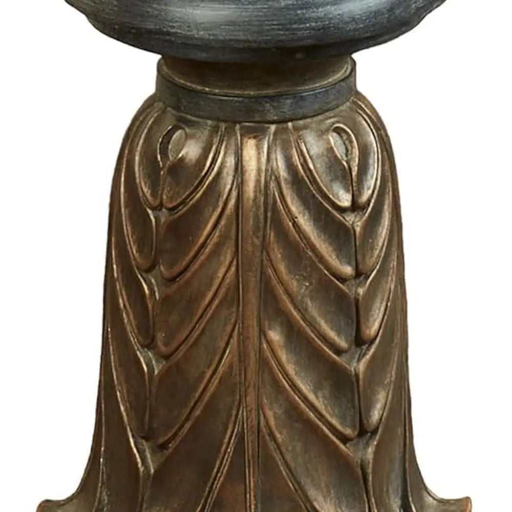 Tall Candle Holder With Metallic Accents Pillar Pedestal Spindle Design