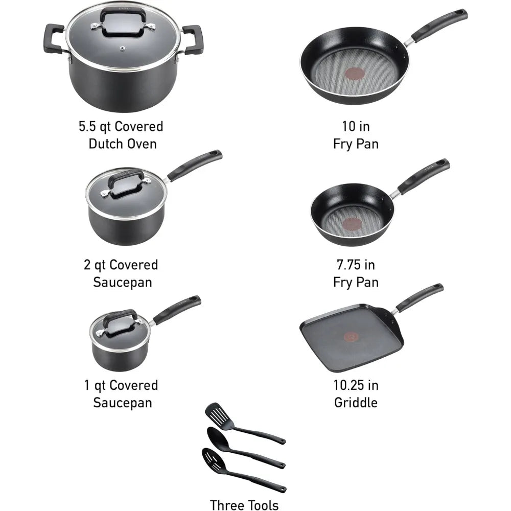 Signature Nonstick Pots and Pans Set 12 Piece, Oven Broiler Safe 350F, Kitchen Cookware Set w/Fry