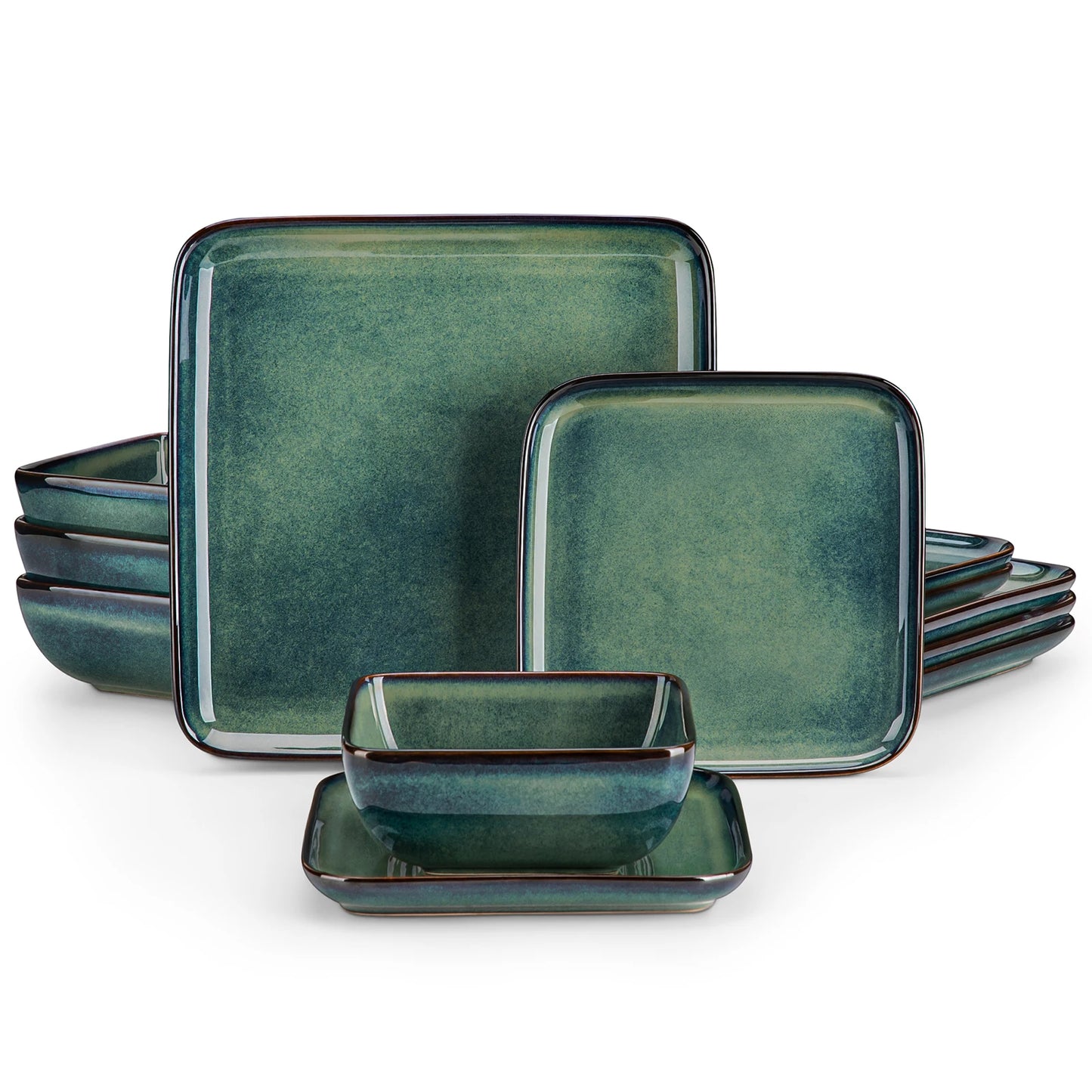 Malacasa Ceramic Dinner Set 12 24 36 Piece Square Reactive Glaze