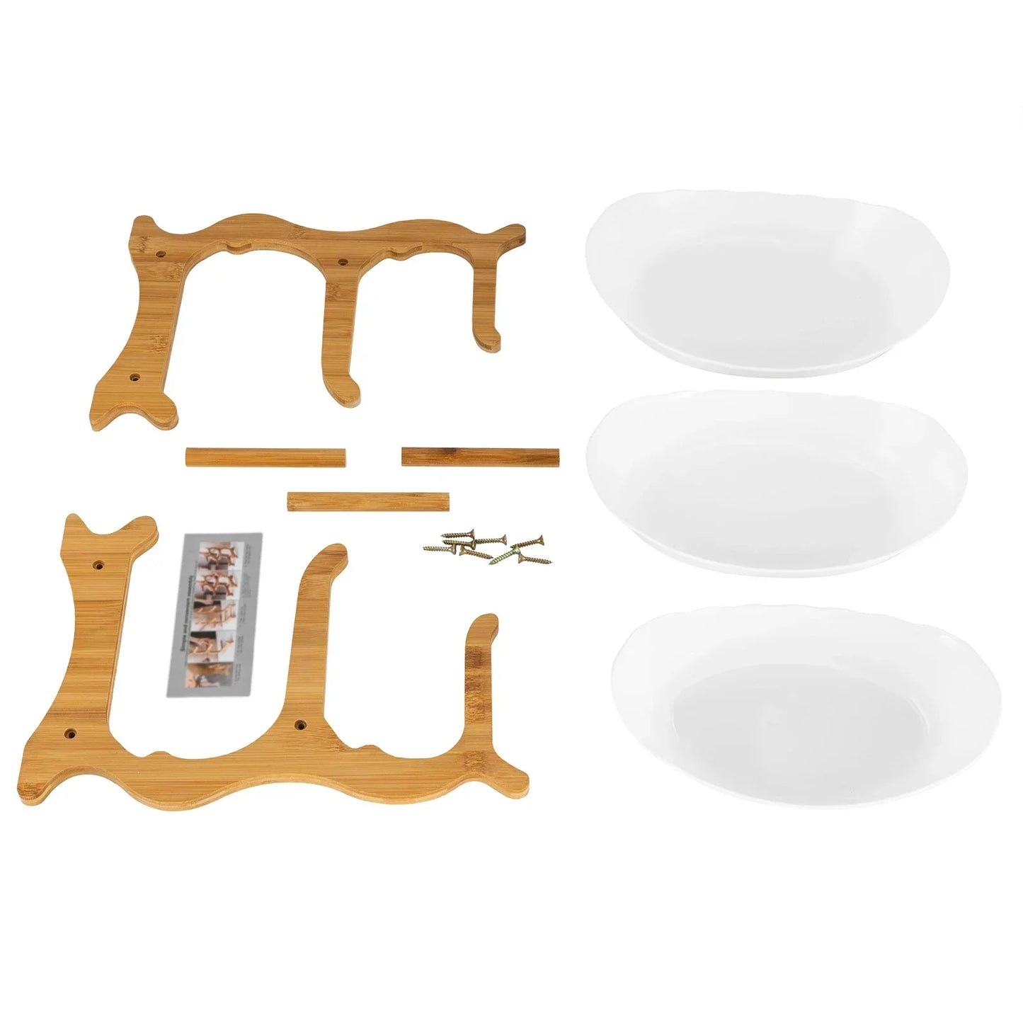 3 Tiered Ceramic Fruit Bowl Detachable Design Space Optimization Fruit Bowl with Bamboo Wood Stand for Fruits, Candies, Food