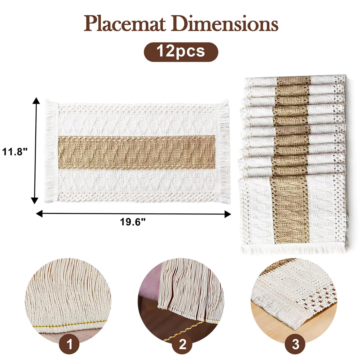 Boho Cotton Linen Placemats For Dining Table Tassel Decor