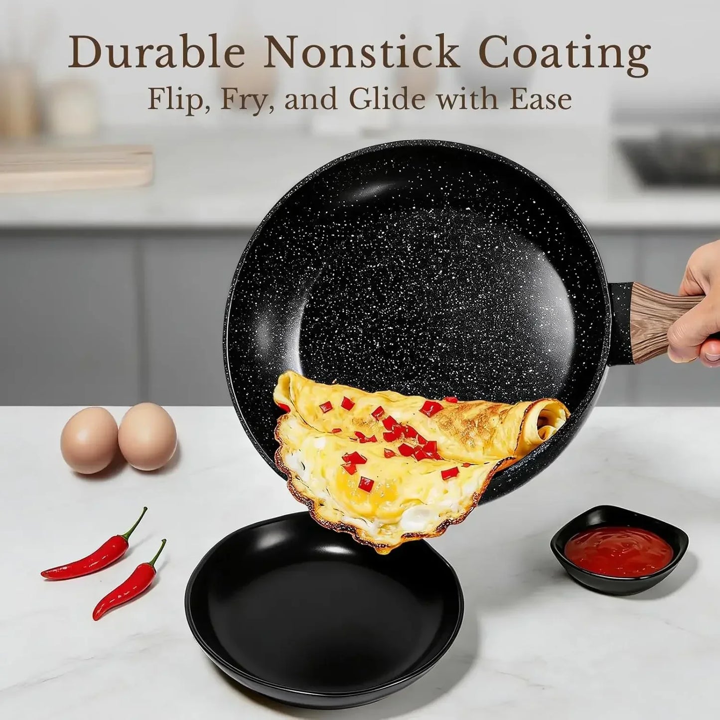 25 Pcs Pots and Pans Set, Nonstick Ceramic Cookware Sets, Healthy Non-Toxic, Large Capacity, Induction Compatible, Cooking Set w