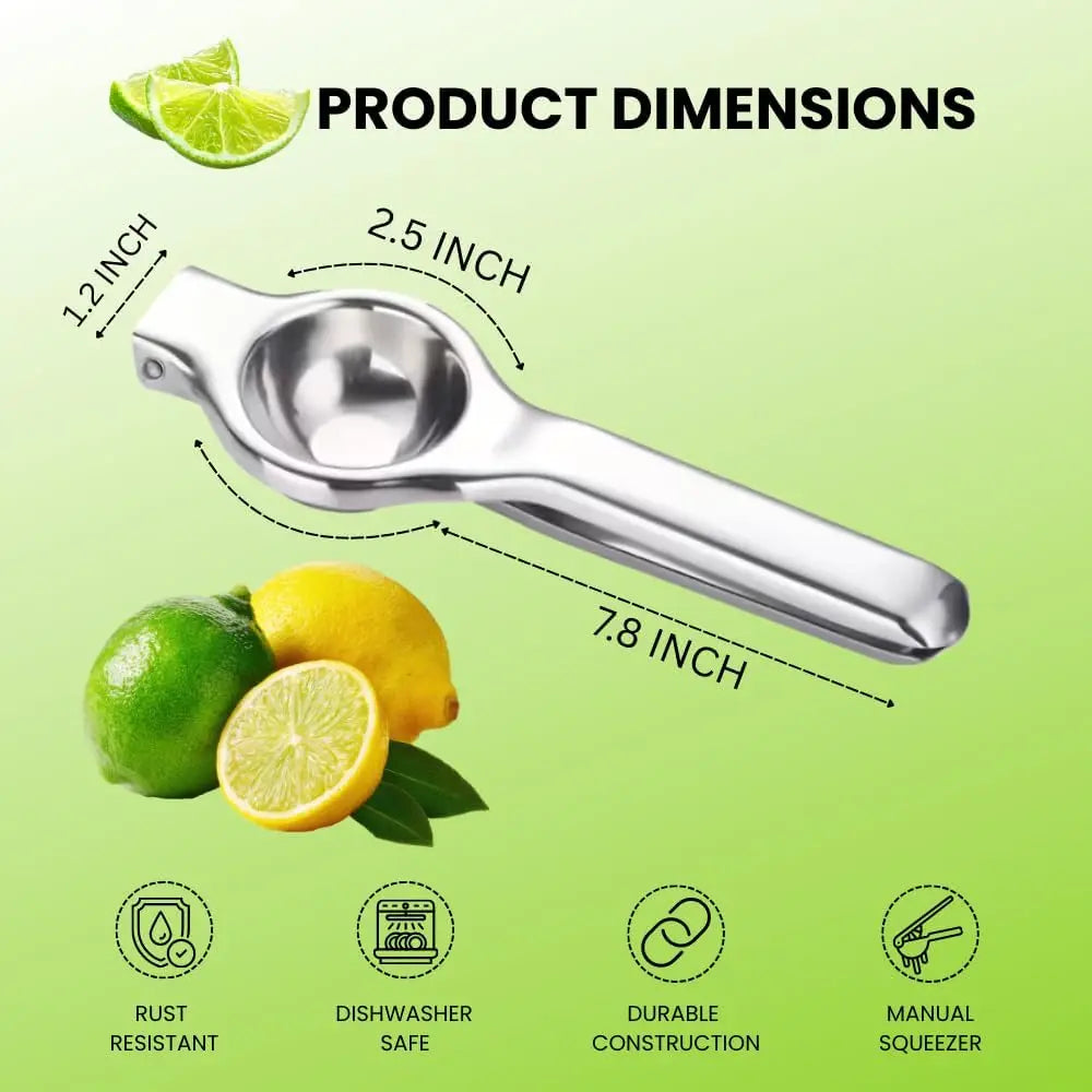 Easy to Use Citrus Juicer, 8 Inch Long & 2.56 Inch Deep, Thick Stainless Steel, Great for Lemons, Limes, Oranges, Simple Cleanup