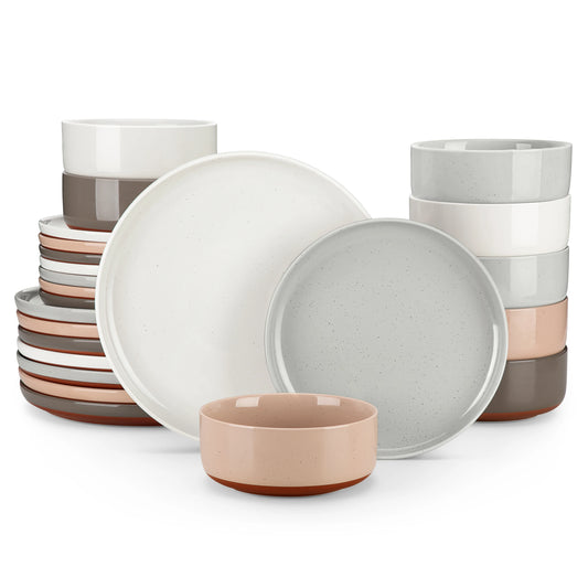 Malacasa Tara Stoneware Dinnerware Set Elegant Everyday Serveware