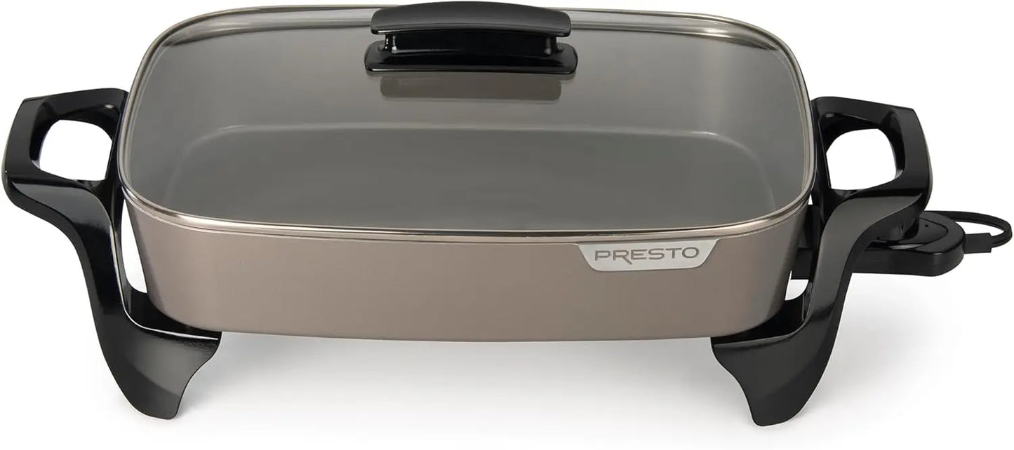 16-Inch Electric Ceramic Skillet, Grey Heat-Resistant Cooking Pan