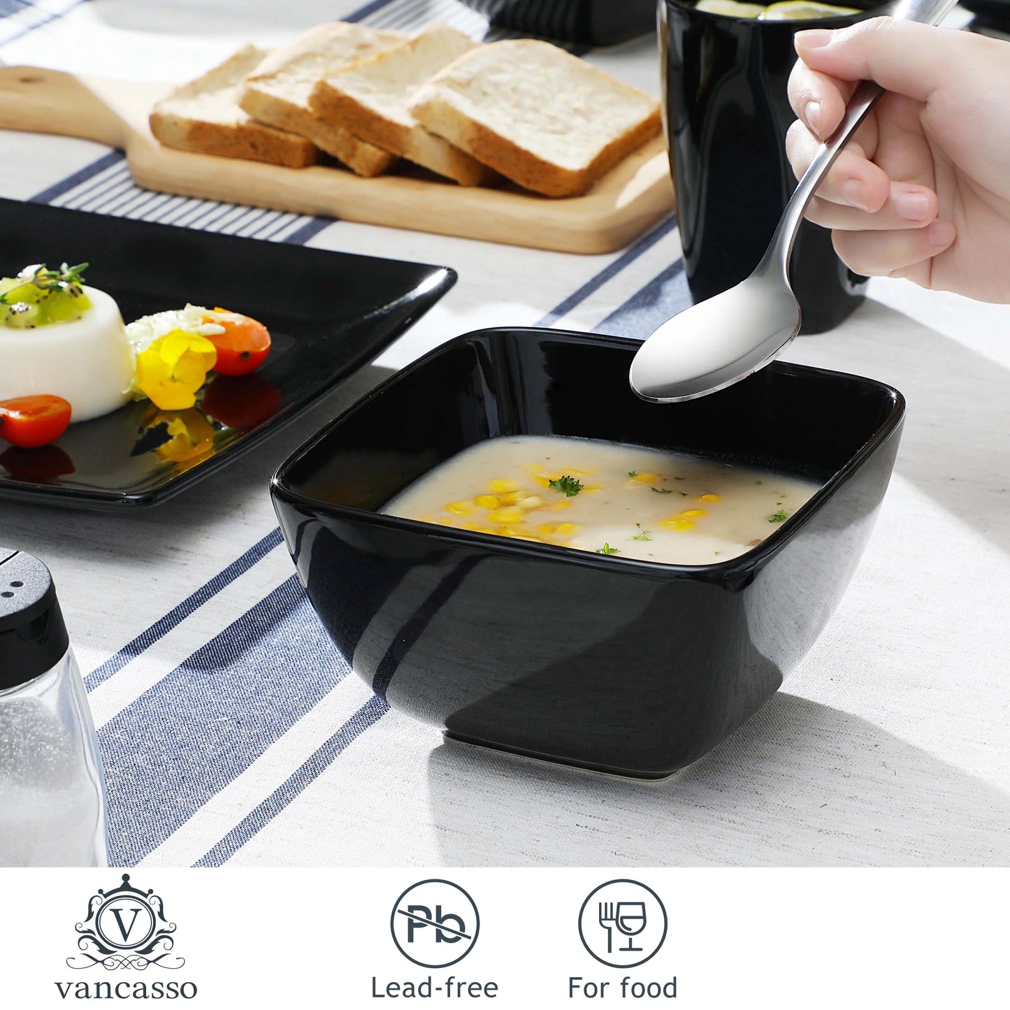 Malacasa SOHO Porcelain Dinnerware Set 16 32 48 Pieces Square