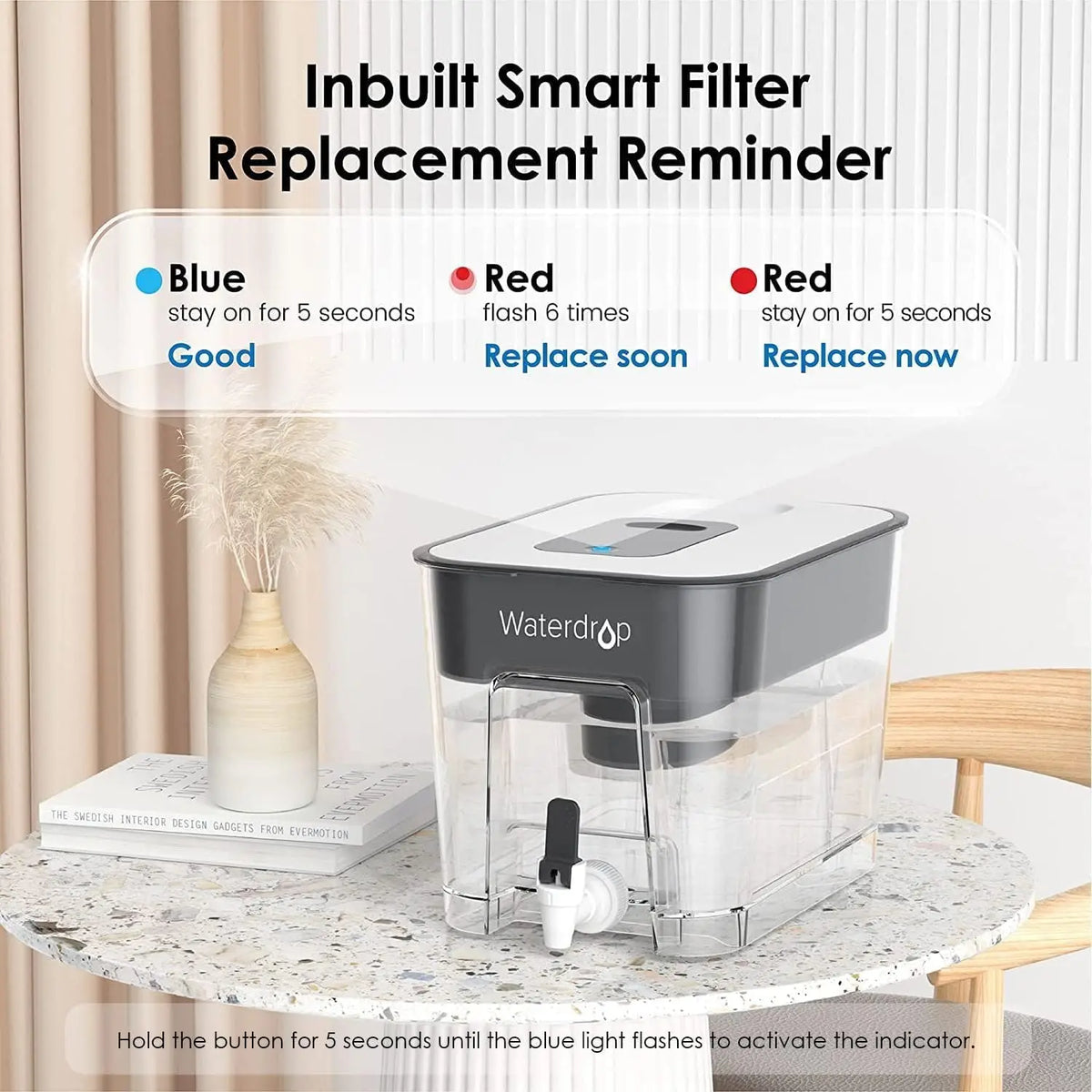 Waterdrop Large Water Filter Dispenser Pitcher Long Life BPA Free