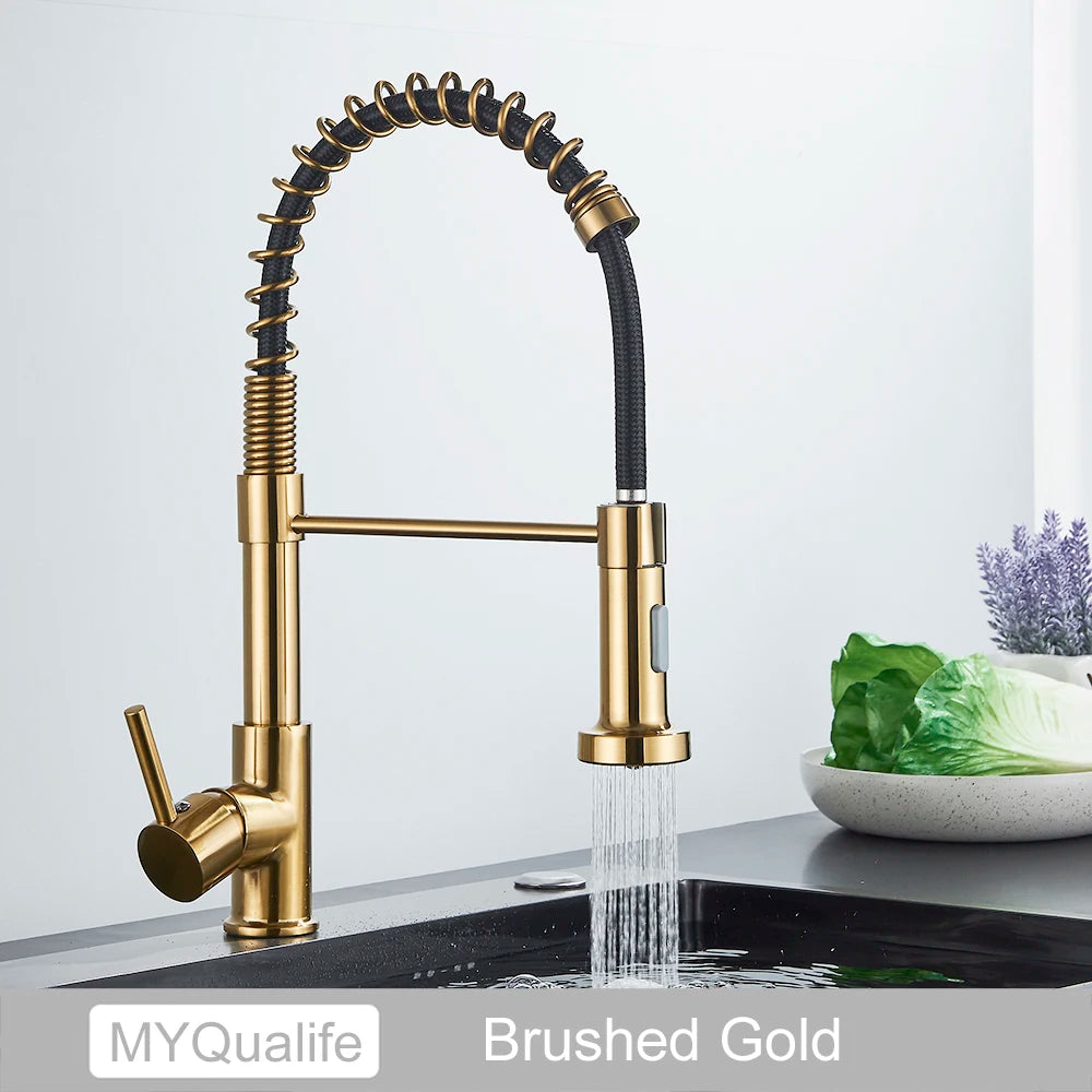Myqualife Single Handle Pull Down Kitchen Sink Faucet