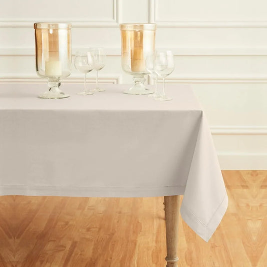 Linen Tablecloth Hemstitch Design Rectangular Machine Washable
