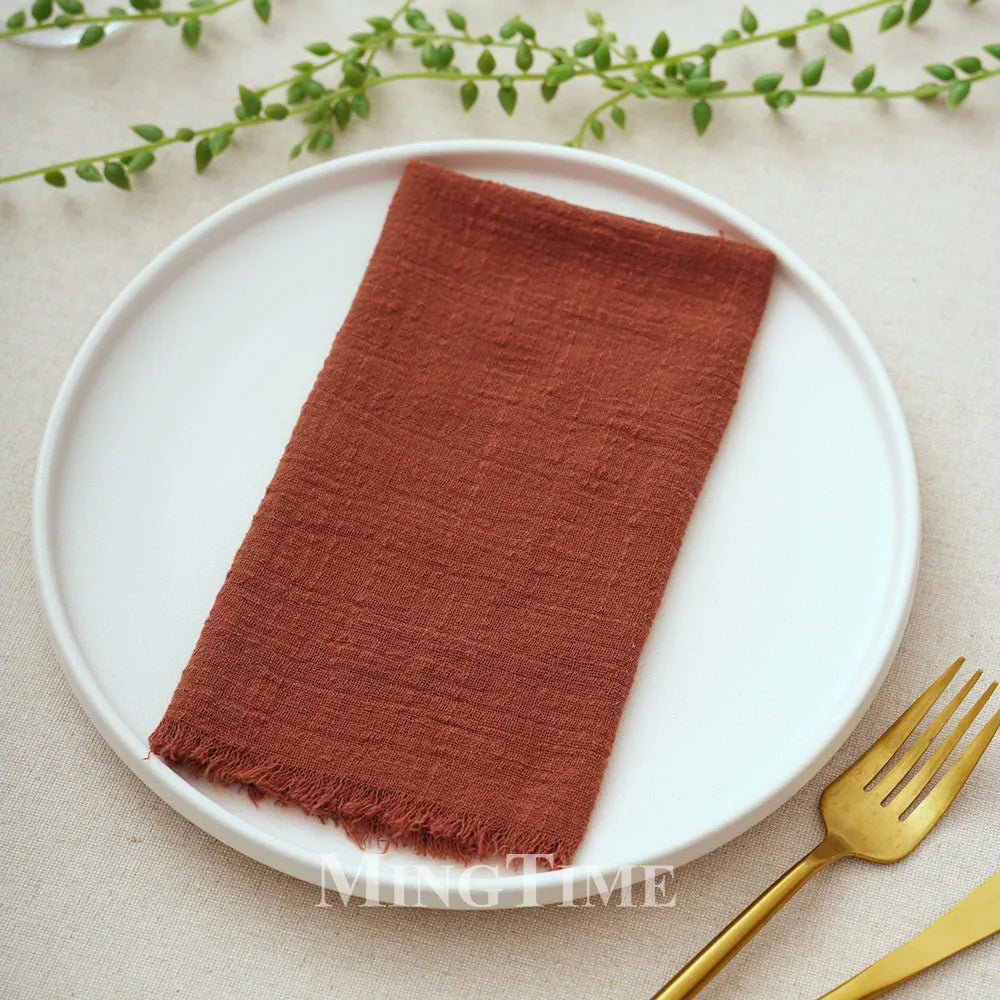 12pcs 42x42cm Cotton Gauze Cloth Napkins Versatile for Dining Wedding Home Decor Rustic Linen Table Napkin Mats Tea Towels