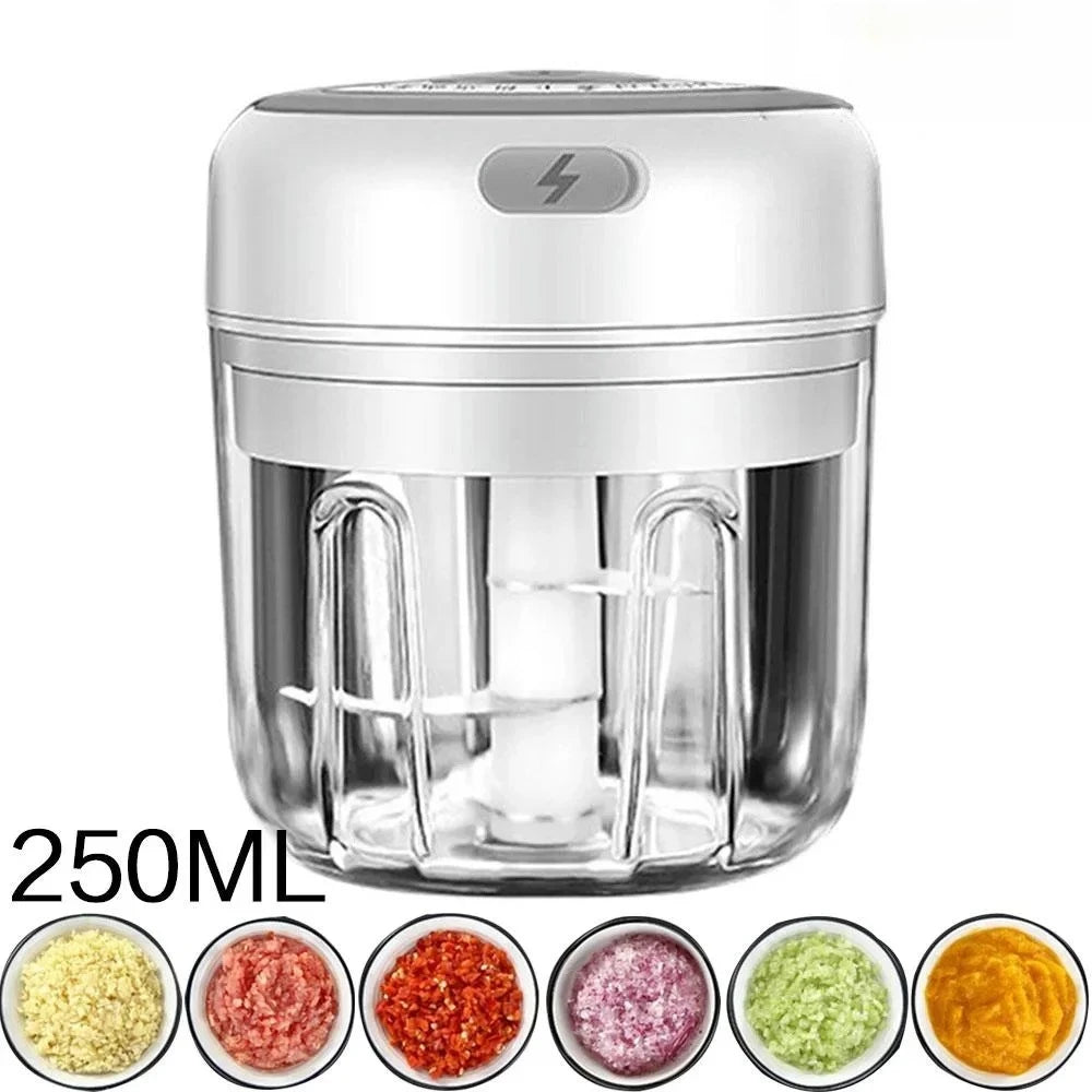 250ML Electric Garlic Chopper USB Charging Ginger Masher Sturdy Durable Chili Vegetable Crusher Kitchen Tool for Home Daily Cooking Restaurant Sauce Making Gadget Easy Use Compact Small Size for Women Men Family Friend Housew
