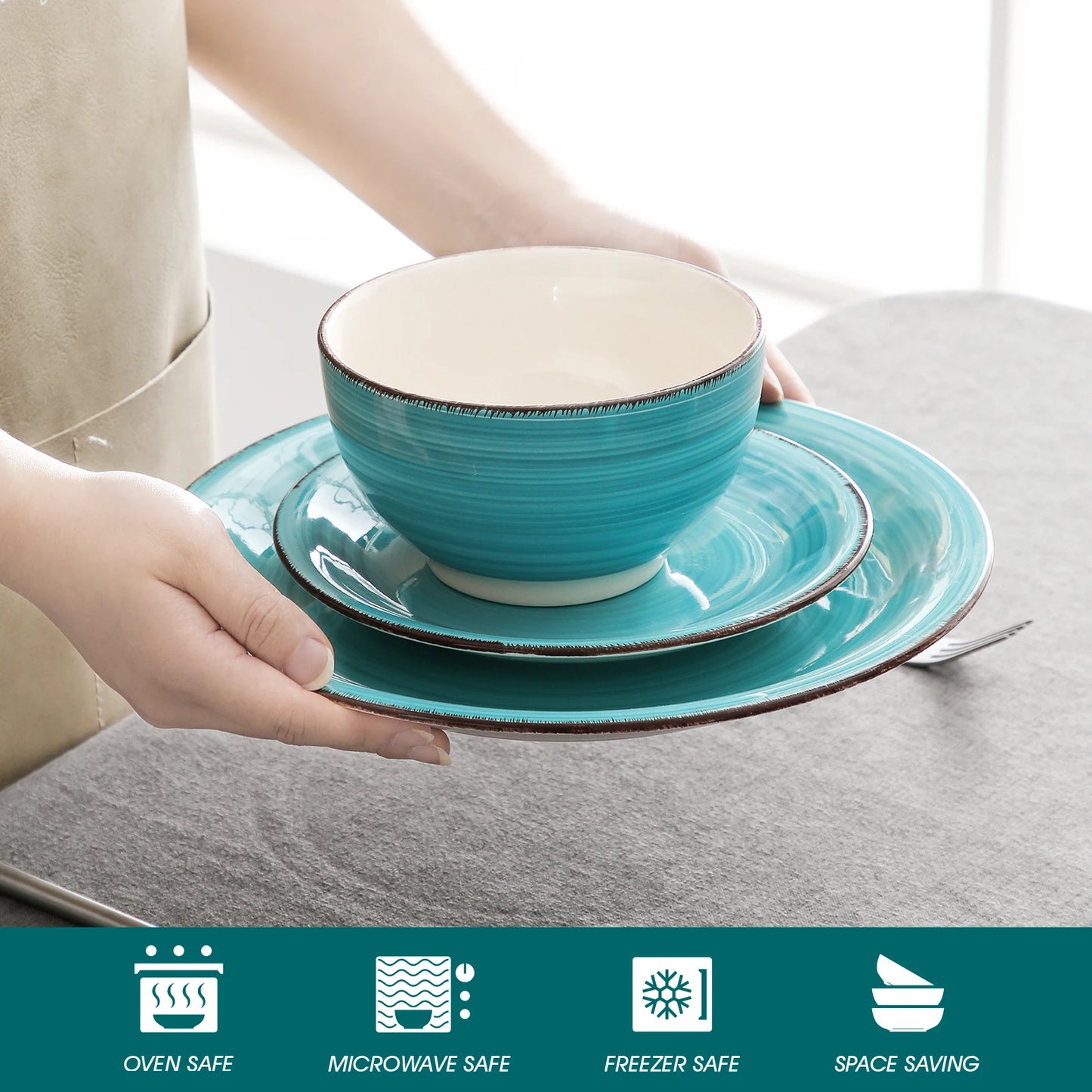 MALACASA Bella T Porcelain Dinnerware Set Plates Bowls Mugs