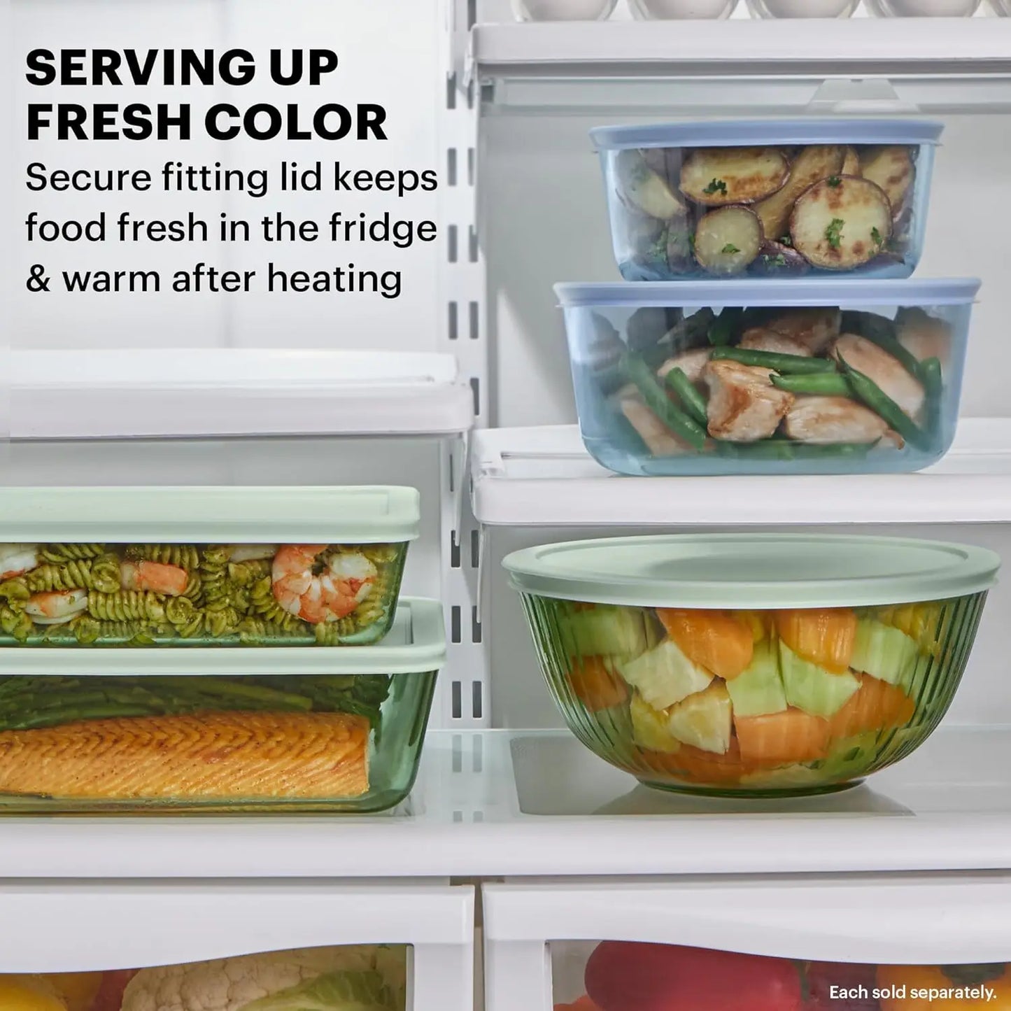 Tinted Glass Mixing Bowls with Plastic Lids, 3-Pack Nesting Set for Prepping and Baking, 1.3QT, 2.3QT & 4.5QT