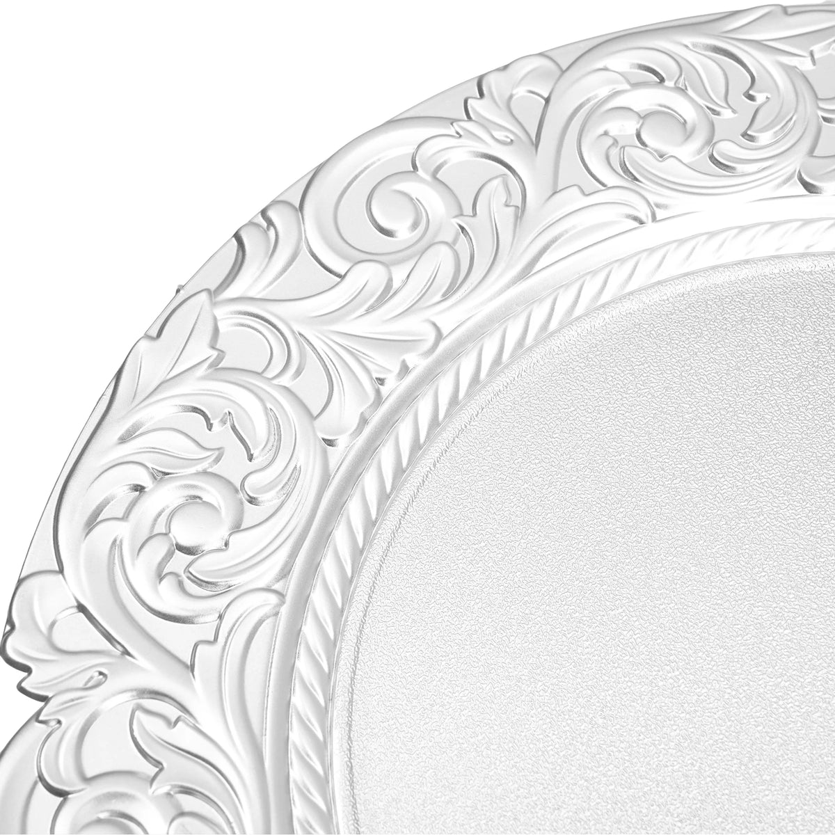 100Pcs 13 Inch Round Charger Plates, Silver Decorative Serving Platters for Holiday and Party Table Setting