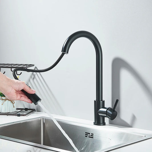 Suguword Pull Out Kitchen Faucet Two Mode Spout Single Handle Deck Mounted