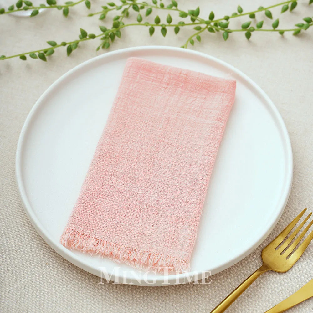 12pcs 42x42cm Cotton Gauze Cloth Napkins Versatile for Dining Wedding Home Decor Rustic Linen Table Napkin Mats Tea Towels