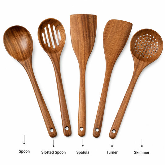 Premium Wooden Kitchen Utensils Set For Everyday Cooking
