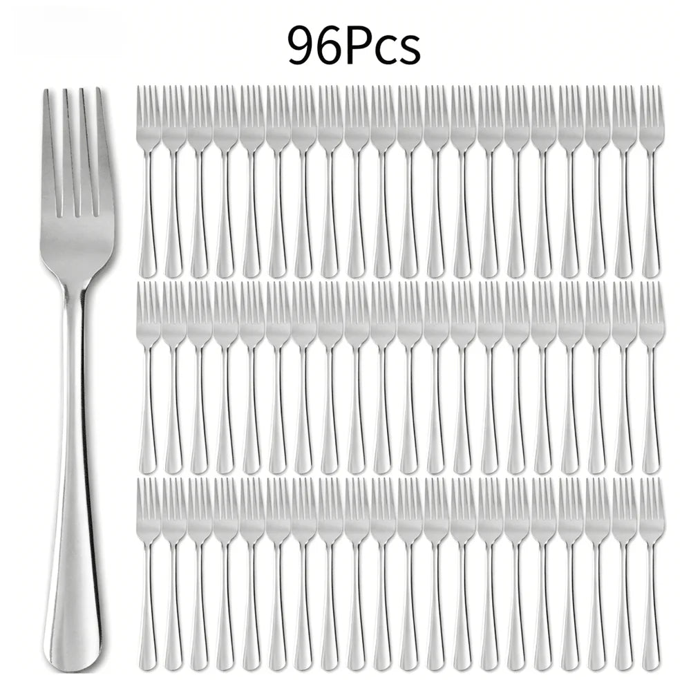 36 60 72 96Pcs Dinner Fork Set Stainless Steel HeavyDuty Forks For Easter Dinner, Spring Brunch Romantic Dining Elegant Flatwar