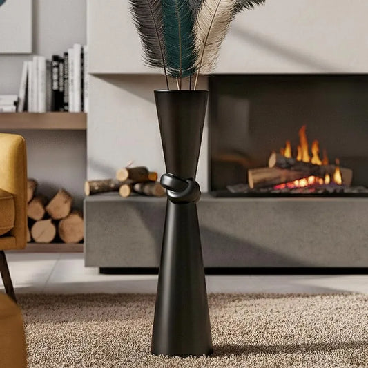 Tall Black Floor Vase 23.6 Glossy Resin for Pampas Grass Dried Flowers Modern Farmhouse Indoor Decor