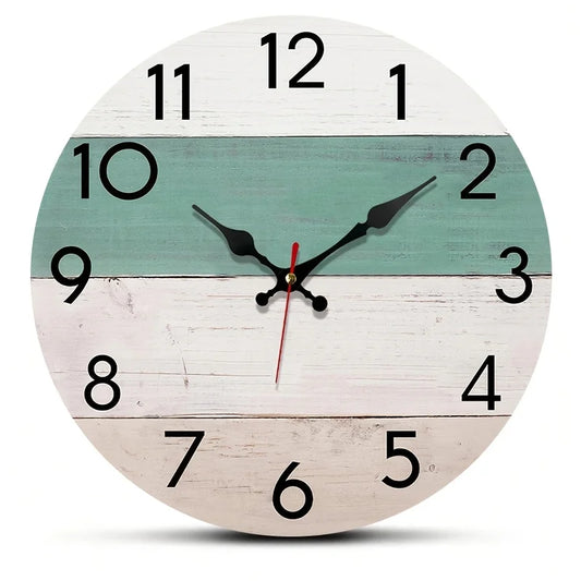 1pc Vintage Wood Silent Non-Ticking Wall Clock with Wood Grain Face & Round Frame - Battery- (No Batteries Included) Suitable fo