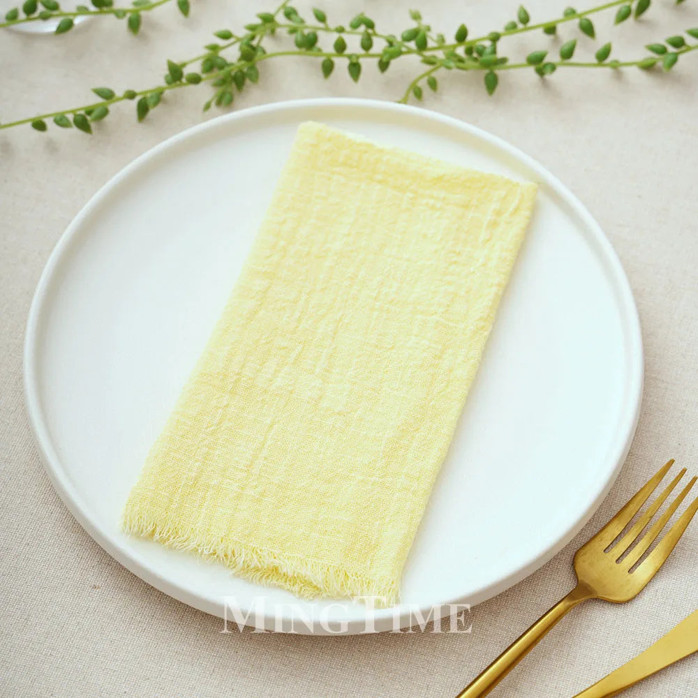 12pcs 42x42cm Cotton Gauze Cloth Napkins Versatile for Dining Wedding Home Decor Rustic Linen Table Napkin Mats Tea Towels