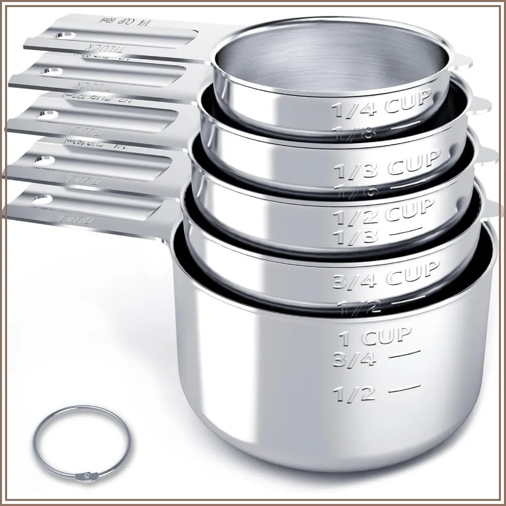 Stainless Steel Measuring Cups Set of 5, Kitchen Gadgets for Cooking & Baking